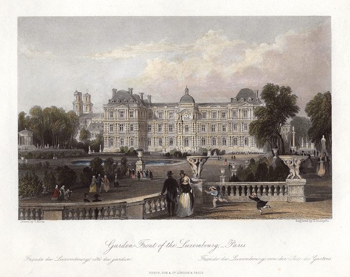 France, Garden front of the Luxembourg at Paris, 1840