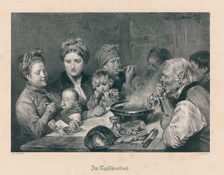 Am Tagelhnertisch, after Otto Gnther, 1876