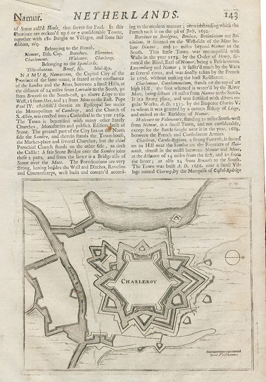 Belgium, Charleroi, plan of defenses (Nine Years' War), c1701