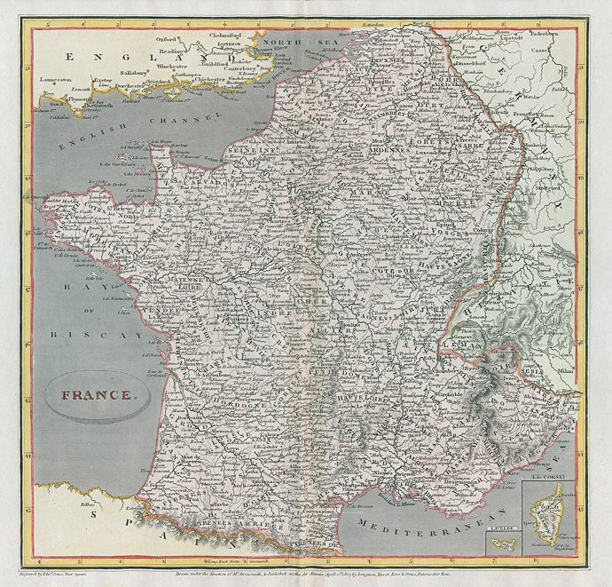 Old And Antique Prints And Maps France Map 1820 France Antique Maps