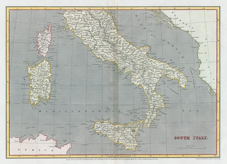 Southern Italy map, 1820