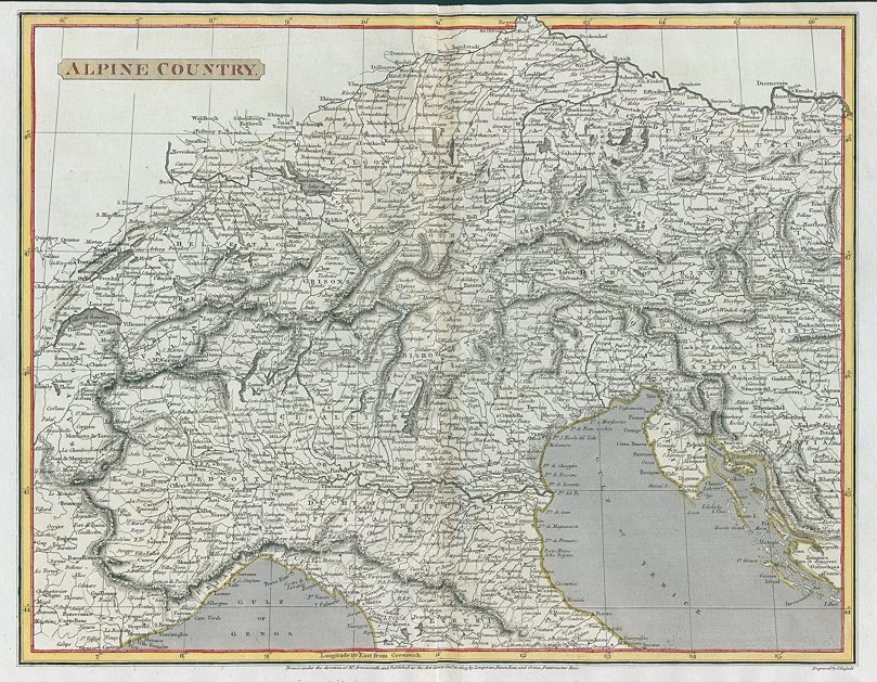 North Italy & The Alps map, 1820