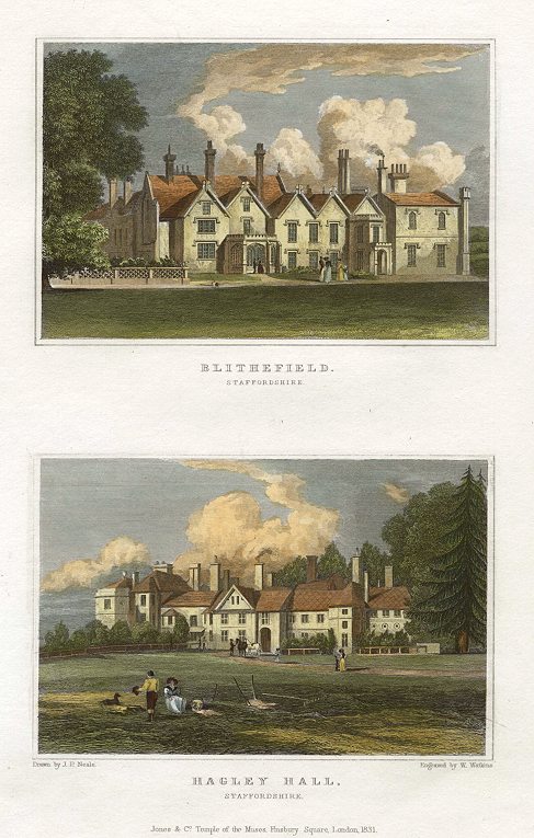 Staffordshire, Blithefield & Hagley Hall, 1829