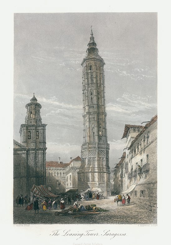 Spain, Leaning Tower at Saragosa, 1872