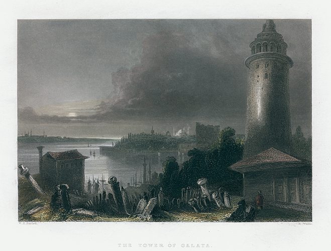 Turkey, Istanbul, the Tower of Galata, 1838