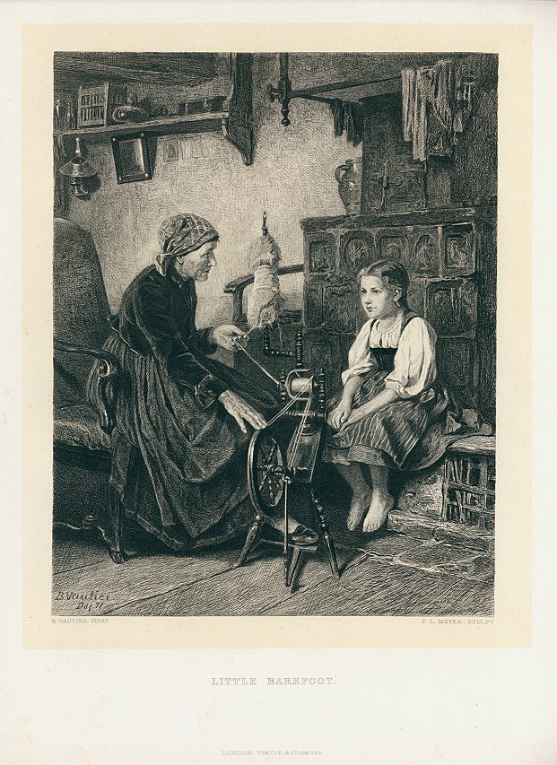 Little Barefoot, etching by Meyer after Vautier, 1880