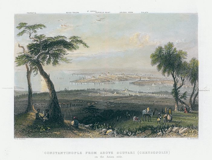 Turkey, Istanbul, Constantinople from above Scutari, 1838
