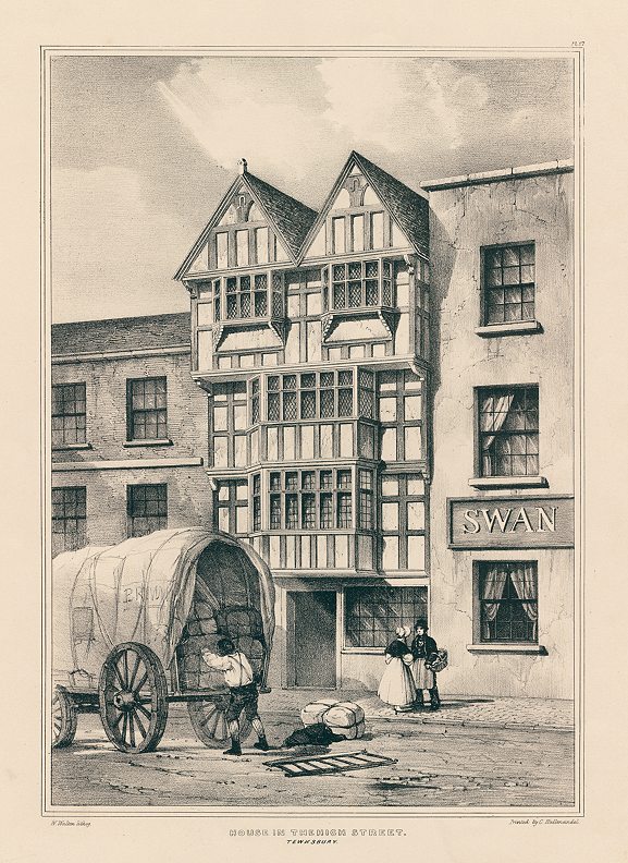 Gloucestershire, Tewkesbury High Street, lithograph, 1836