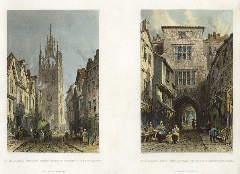 Northumberland, Newcastle, two views, 1835