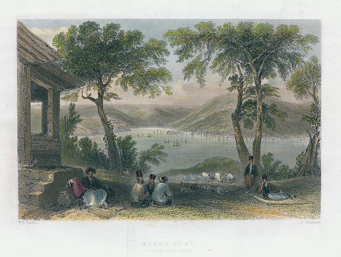 Turkey, Constantinople, Buyuk-Dere from the Giant's Grave, 1838