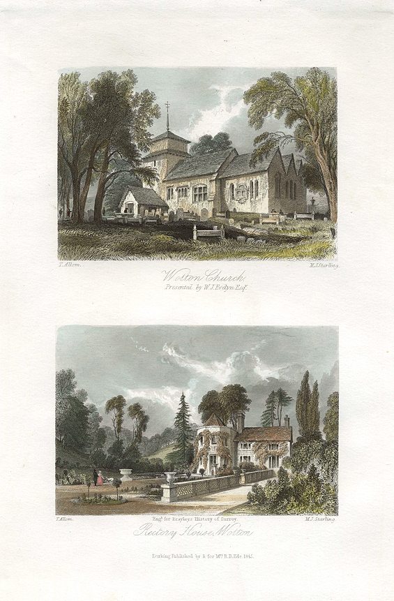 Surrey, Wotton, Church and Rectory House, 1841