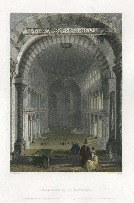 Turkey, Constantinople, Interior of St.Sophia, 1838