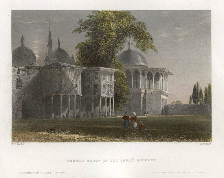 Turkey, Constantinople, Fourth Court of the Serai Bournou, 1838