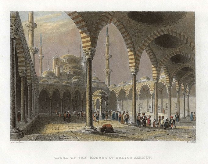 Turkey, Istanbul, Court of the Mosque of Sultan Achmet, 1838