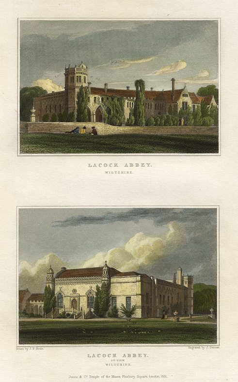 Wiltshire, Lacock Abbey, 2 views, 1834