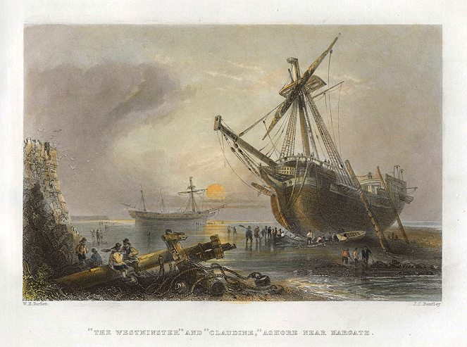 Kent, beached ships near Margate, 1842