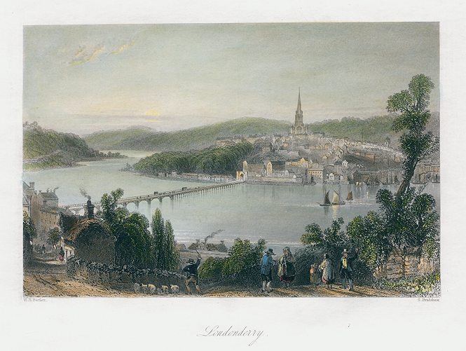 Ireland, Londonderry view, 1842