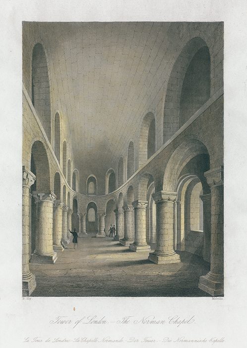 London, Tower of London, Norman Chapel, 1841