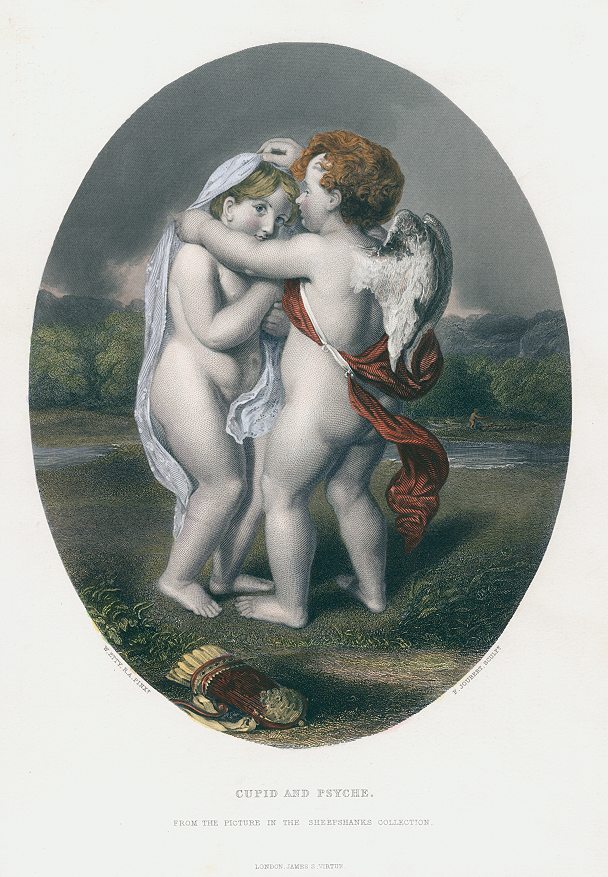 Cupid and Psyche, engraving after W.Etty, 1863