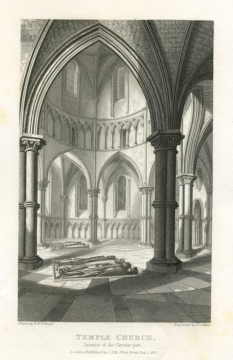 London, Temple Church interior, 1838