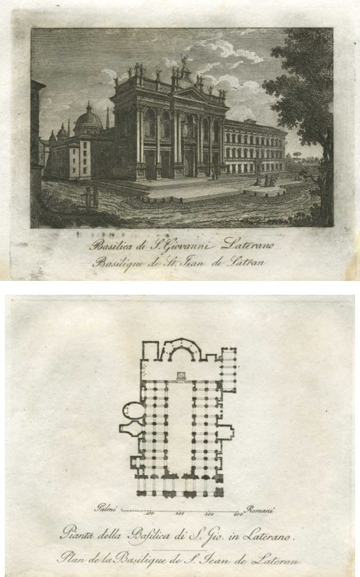 Italy, Rome, Basilica di S. Giovanni Laterano (view & plan), 1830