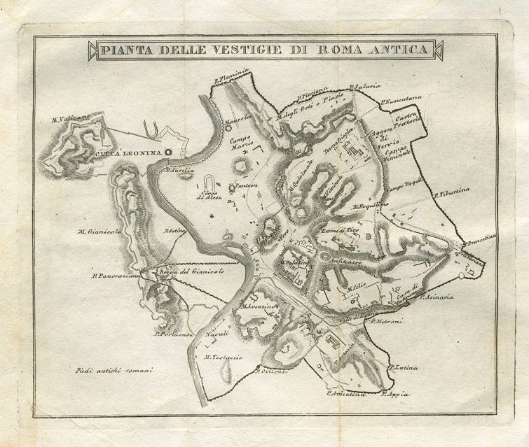 Italy, Plan of ancient Rome, 1830