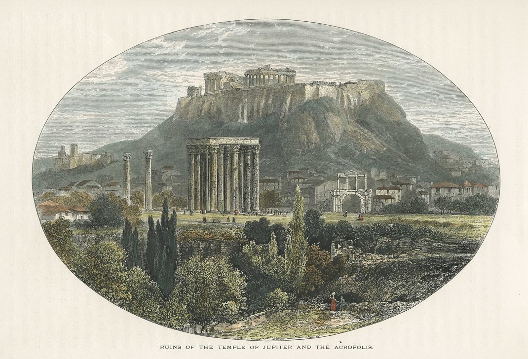 Greece, Temple of Jupiter and the Acropolis, 1875