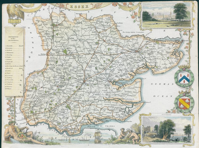 Essex, Moule county map, 1850