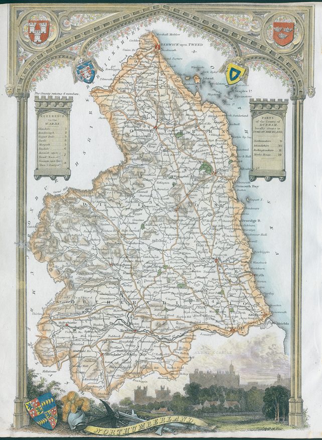 Northumberland, Moule map, 1850