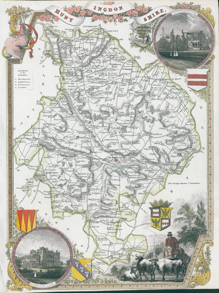Huntingdonshire, Moule map, 1850