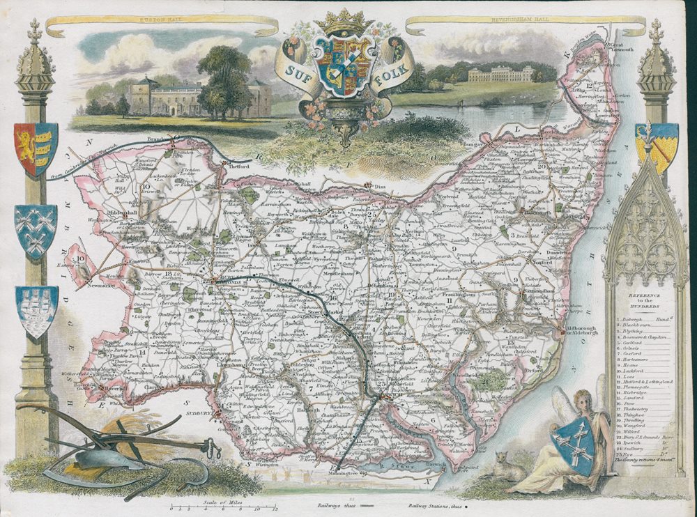 Suffolk, Moule map, 1850