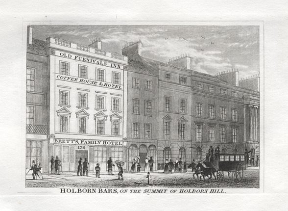 London, Holborn Bars, Holborn Hill, 1845