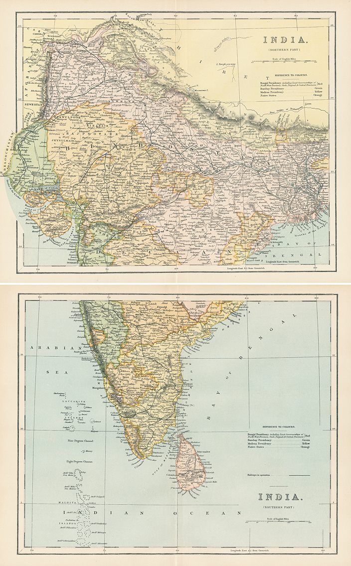 India, map on two sheets, 1896
