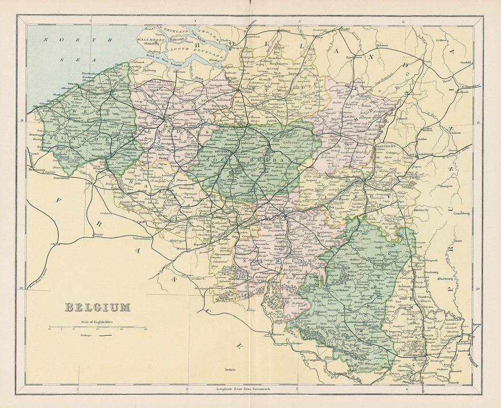 Belgium map, 1896