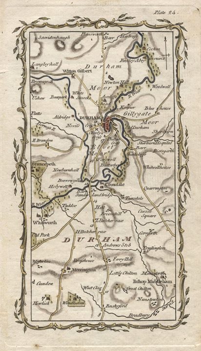 Durham area route map, 1776