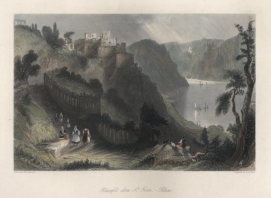 Germany, Rheinfels above St.Goar - Rhine, 1841