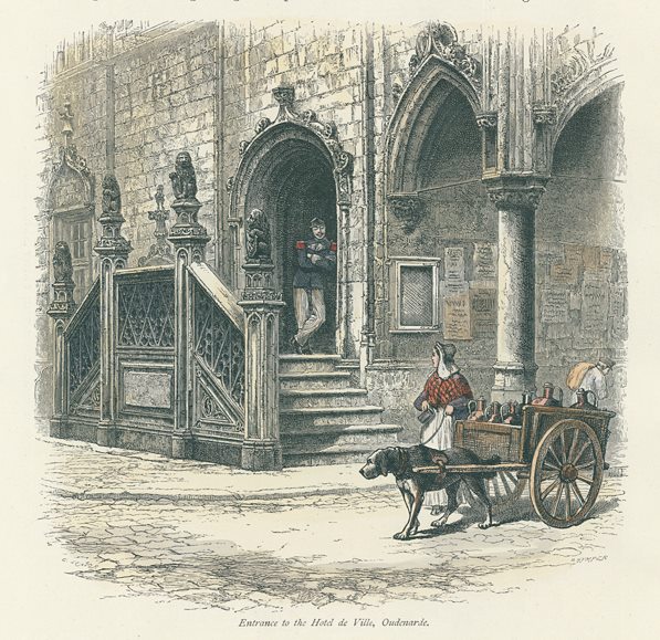 Belgium, Entrance to the Hotel de Ville, Oudenard, 1875