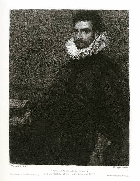 Etching after Tintoretto, Venetianischer Edelmann