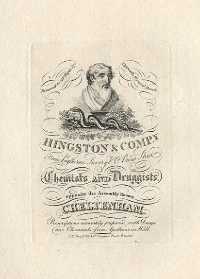 Cheltenham, Trade Advert, Hingston Chemists, 1826