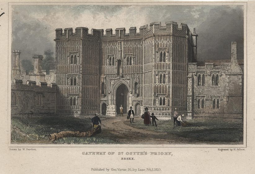 Essex, Gateway of St.Osyth's Priory, 1834