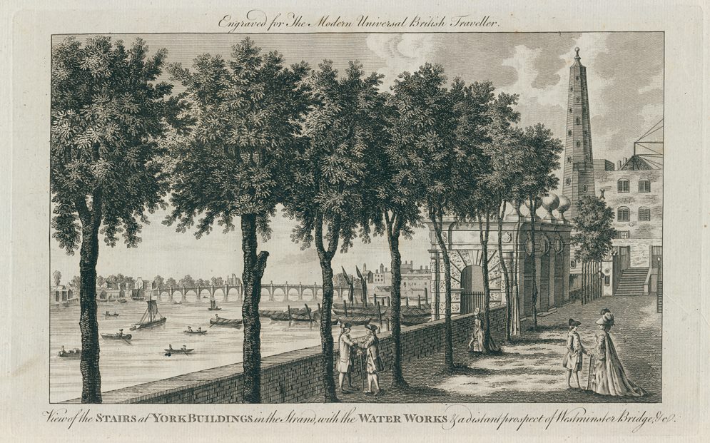 London, York Buildings and Westminster Bridge, 1779