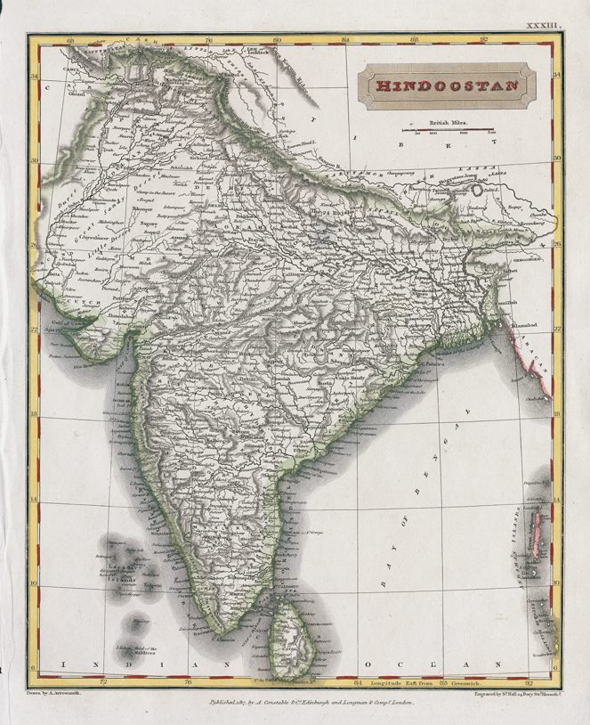 India (Hindoostan) map, 1817
