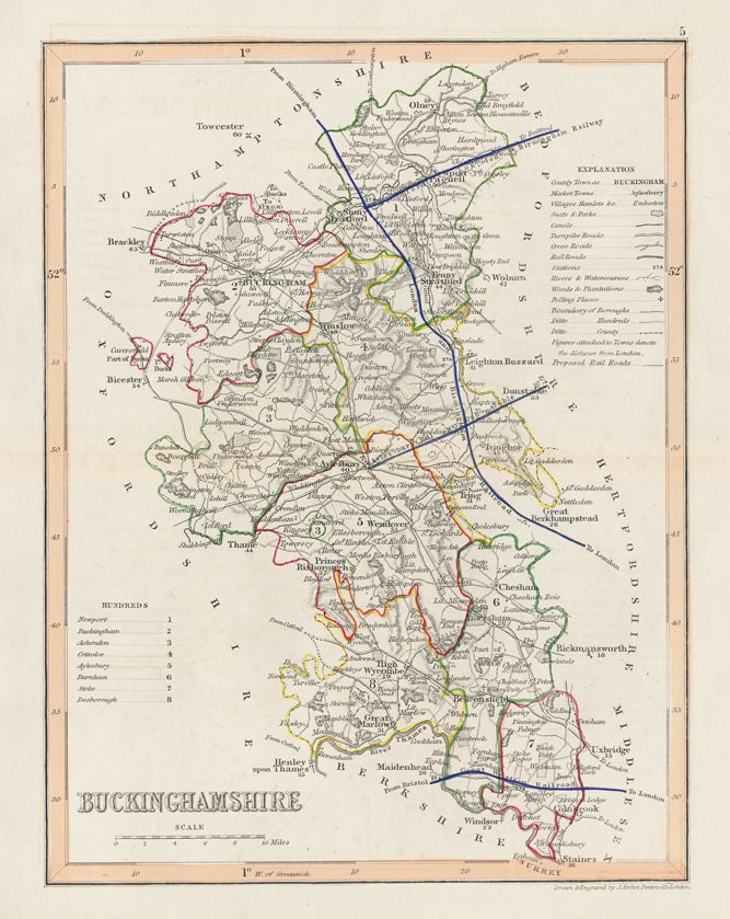 Buckinghamshire county map, 1848