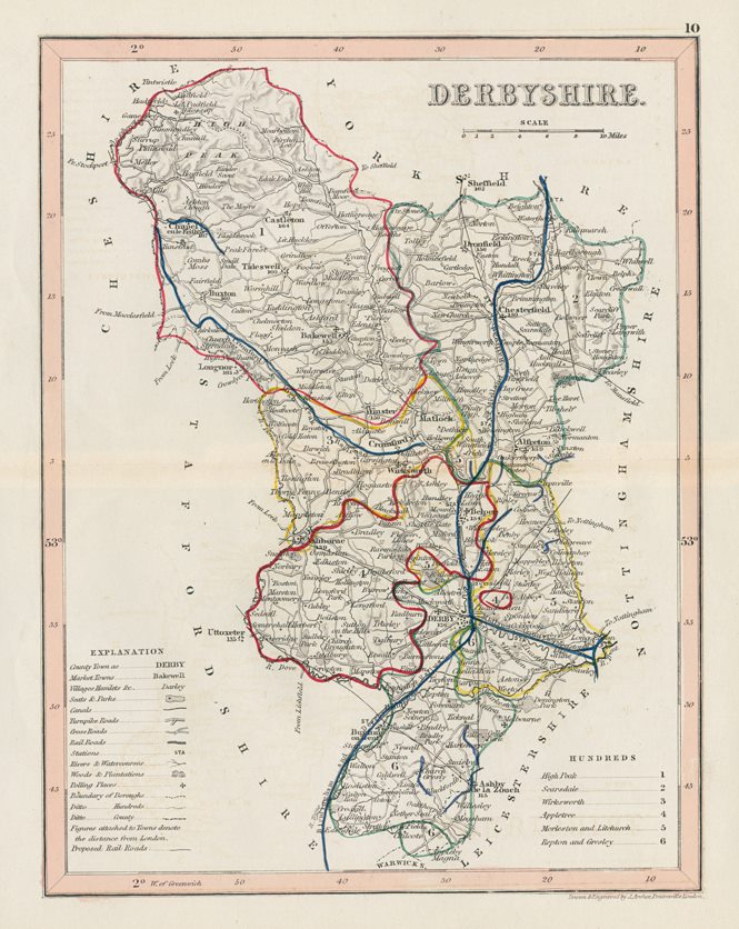 Derbyshire county map, 1848