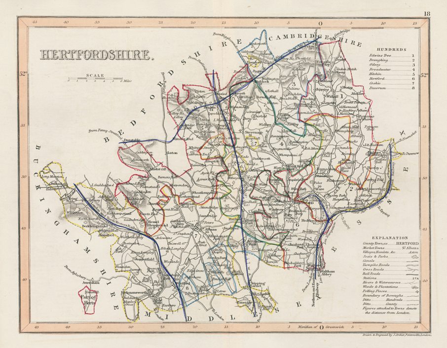 Hertfordshire map, 1848