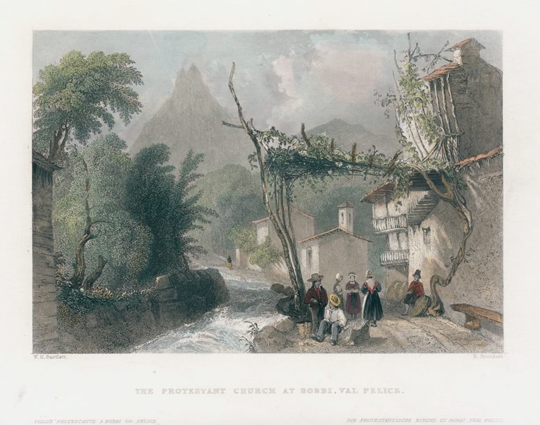 Italy, Val Pelice, Protestant Church at Bobbi, 1836