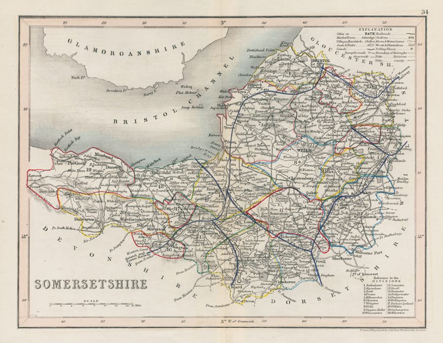 Somersetshire county map, 1848