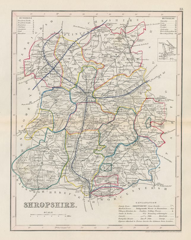 Shropshire county map, 1848