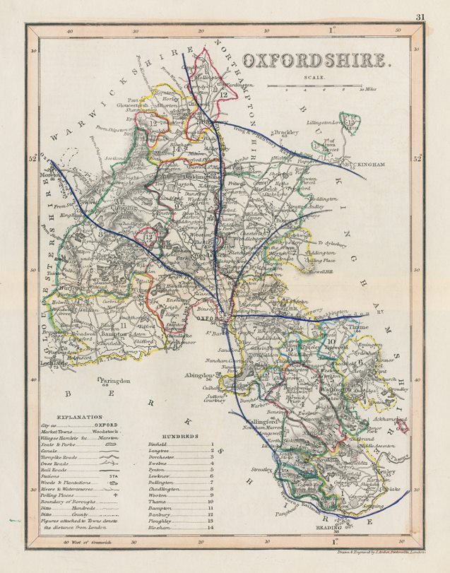 Oxfordshire county map, 1848