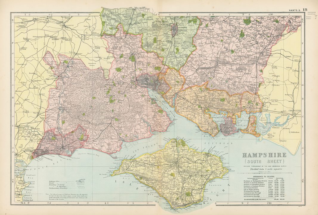 Hampshire (south) map, 1901